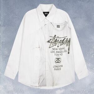 Stussy Men's White Long-Sleeve Shirt